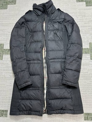 Burberry Brit Jacket Womens Small Black Down Insulated Puffer Parka *