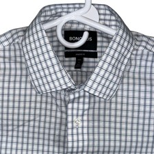 Bonobos Athletic Fit Wrinkle Free Dress Shirt Mens Large Short White Blue Check