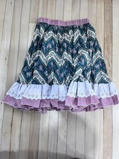 Enchanted Dancer Square Dancing Skirt Pink Flower Raffles Vintage Women Size M/L