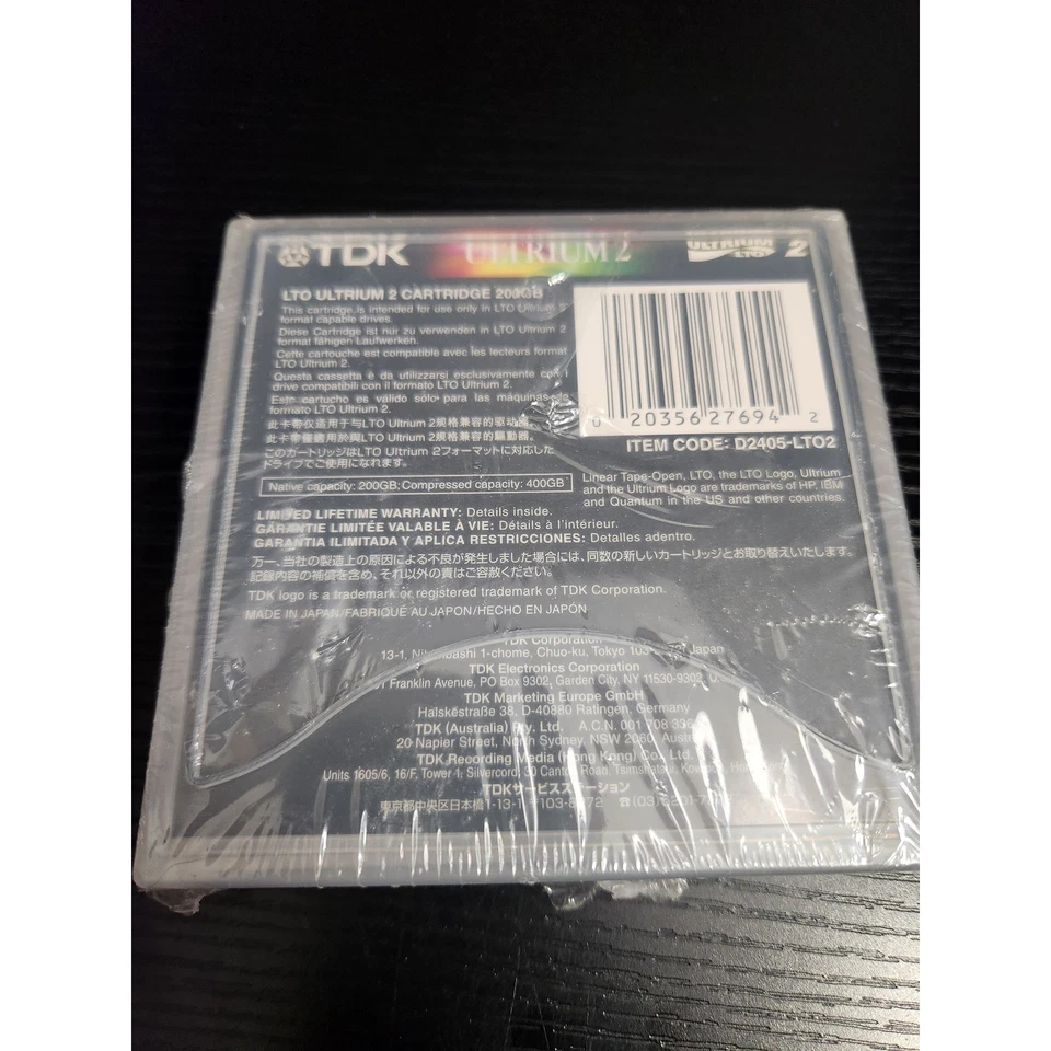 Картридж с данными TDK Ultrium 2 LTO 2 200 400 ГБ ленточное хранилище лот из 2 новых запечатанных - Изображение 3 из 4