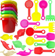 The Dreidel Company Mini Beach Day Playsets 6-Pack 3.25" Sand Bucket Play Set Bo