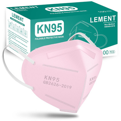 KN95 Face Masks,100 Pack Breathable Cup Dust Disposable Masks for Adults,Pink