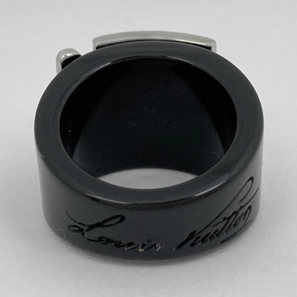 Anillo Louis Vuitton Burg Rock Me anillo plástico chapado en plata negro plateado... Foto 3 de 4