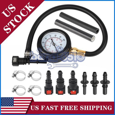#ad #ad Fuel Injection Pressure Tester Injector Pump Gauge Kit with 3 Connectors 100 PSI $14.49