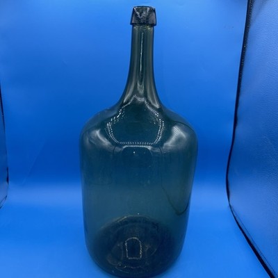 18 AntiqueDemijohn Utility Bottle Green Pontiled Bubble Circa 1800 s Applied Top