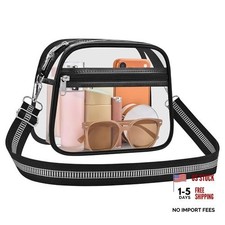 Clear Bag for Stadium Events Clear Purse for Women Crossbody Bag Medium Black