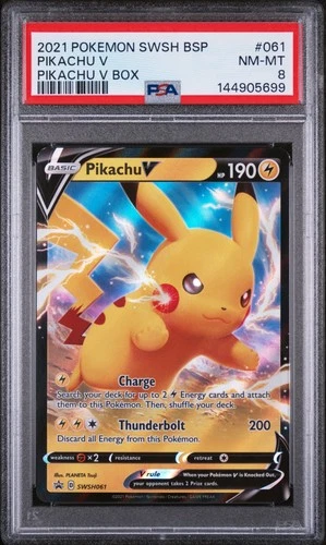 2021 POKEMON SWSH BLACK STAR PROMO PIKACHU V BOX #061 PIKACHU V PSA 8