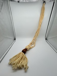 Vintage Polyester Braided Macramé Butter Yellow Plant Hanger Boho