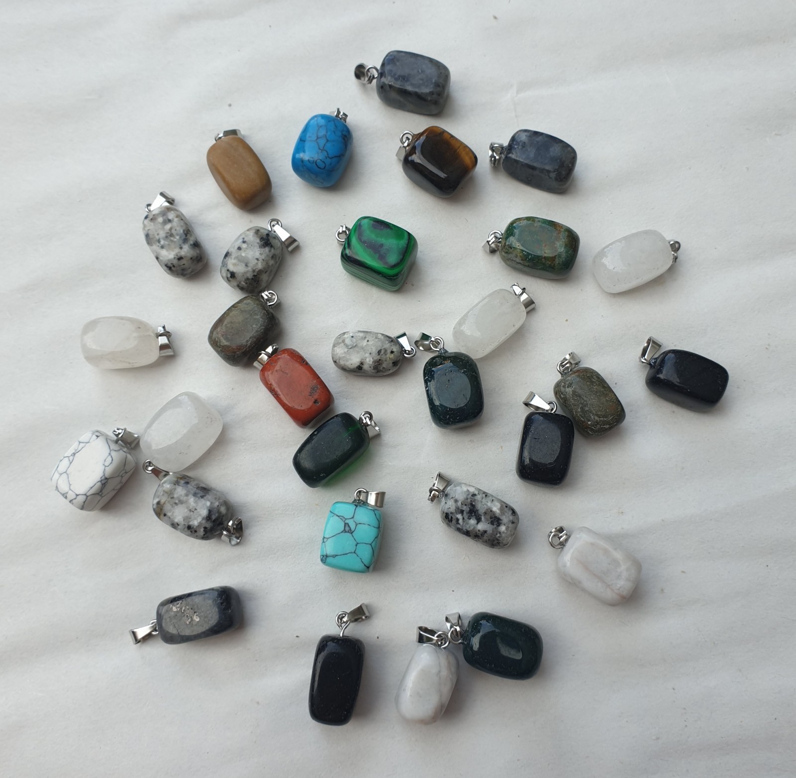 30 Assorted Rectangular Gemstone Pendants Mixed C… - image 1