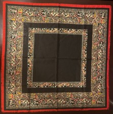 Vintage Japan Glentex Scarf Red Black Gold Made In Japan 30 X 30 Inches Acrylic