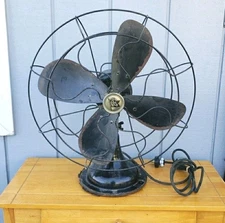 ANTIQUE R & M ROBBINS & MYERS 16” OSCILLATING FAN CAST IRON FRAME WORKS!