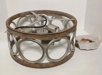 XINGQI Modern Ceiling Light Fixture Brushed Rustic Nickel Wood Grain 3 Light