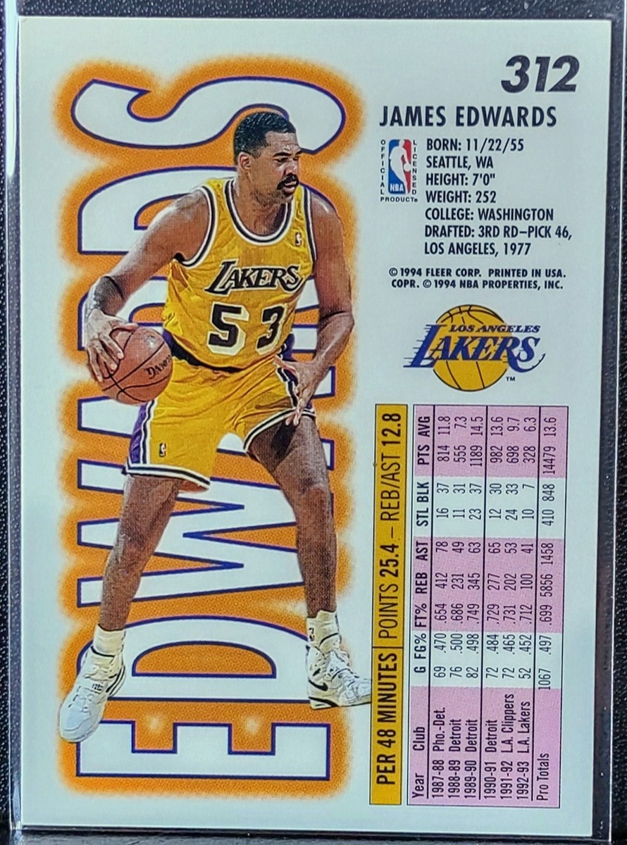 1993-94 Fleer James Edwards #312 Los Angeles Lakers Center | eBay