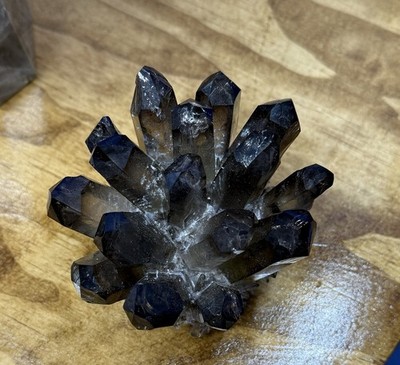 Natural Smoky Quartz Crystal Cluster Black-Tipped Points Spiritual and Mineral