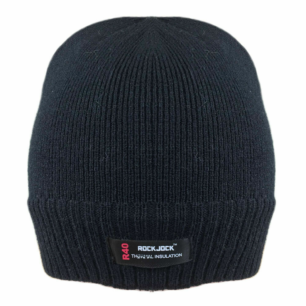 BOYS KIDS BLACK BEANIE WITH ROCKJOCK THERMAL INSULATION HAI400 WINTER