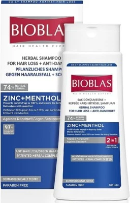 Anti-Schuppen Zink Menthol Anti Haarausfall Shampoo Zink Pyrithion 360ml Bioblas