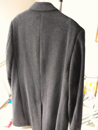Vintage NAUTICA Dark Charcoal Wool Herringbone Over Coat 42-Reg - Picture 5 of 8