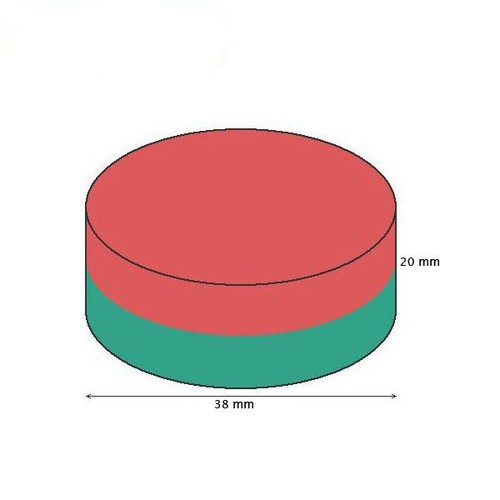 3 Imanes de neodimio disco redondo Ø 38 mm, altura 20 mm Fuerza 65kg Magnéticos - Imagen 3 de 3