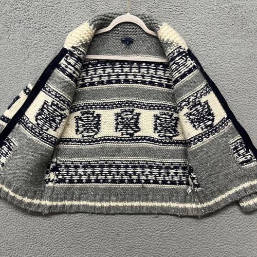 Gap Hand Knit Cowichan Sweater Mens M Fair Isle Wool Cardigan Hand Knit Ski - Picture 8 of 15