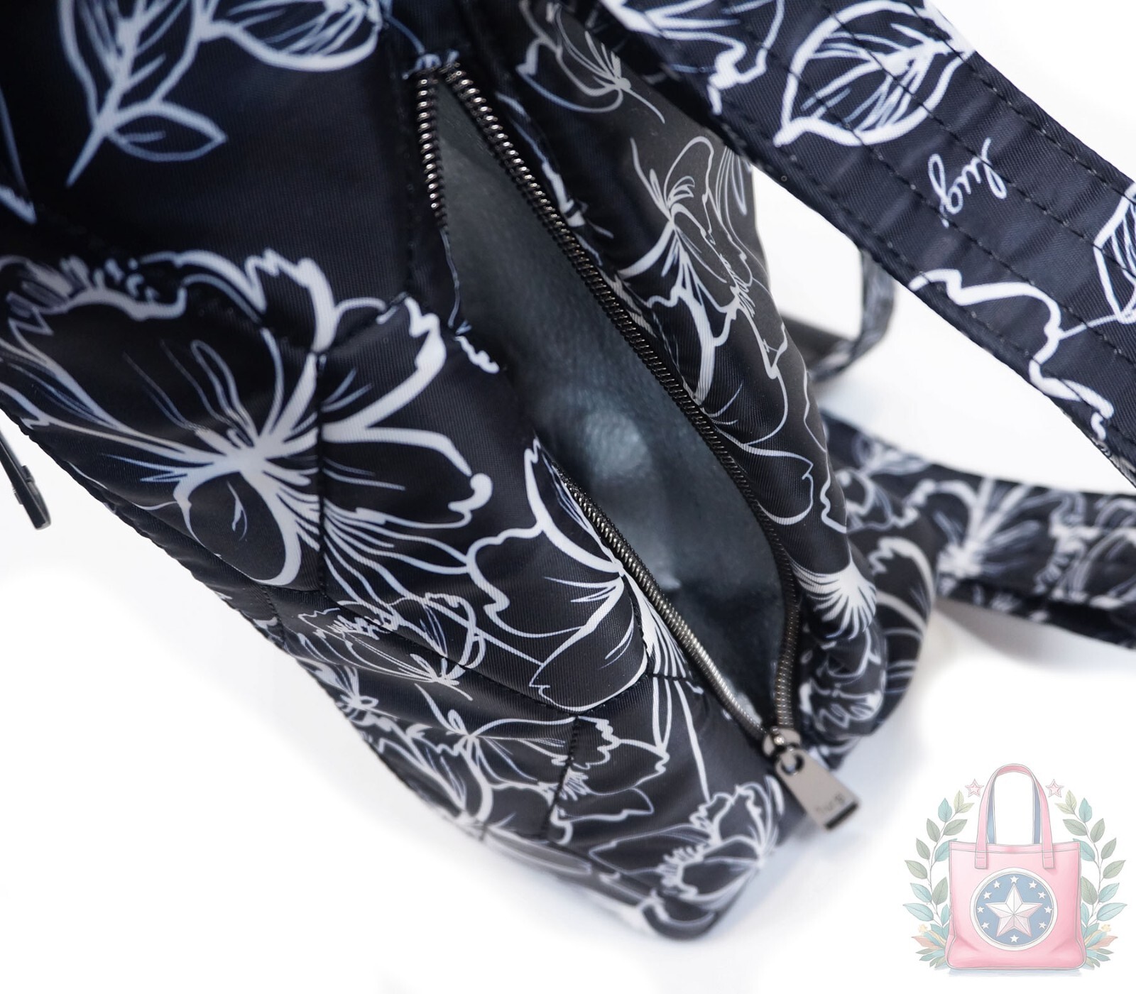 NEW ❤️ Lug Rally Outline Floral Black Large Crossbody Tote Insulated Pocket