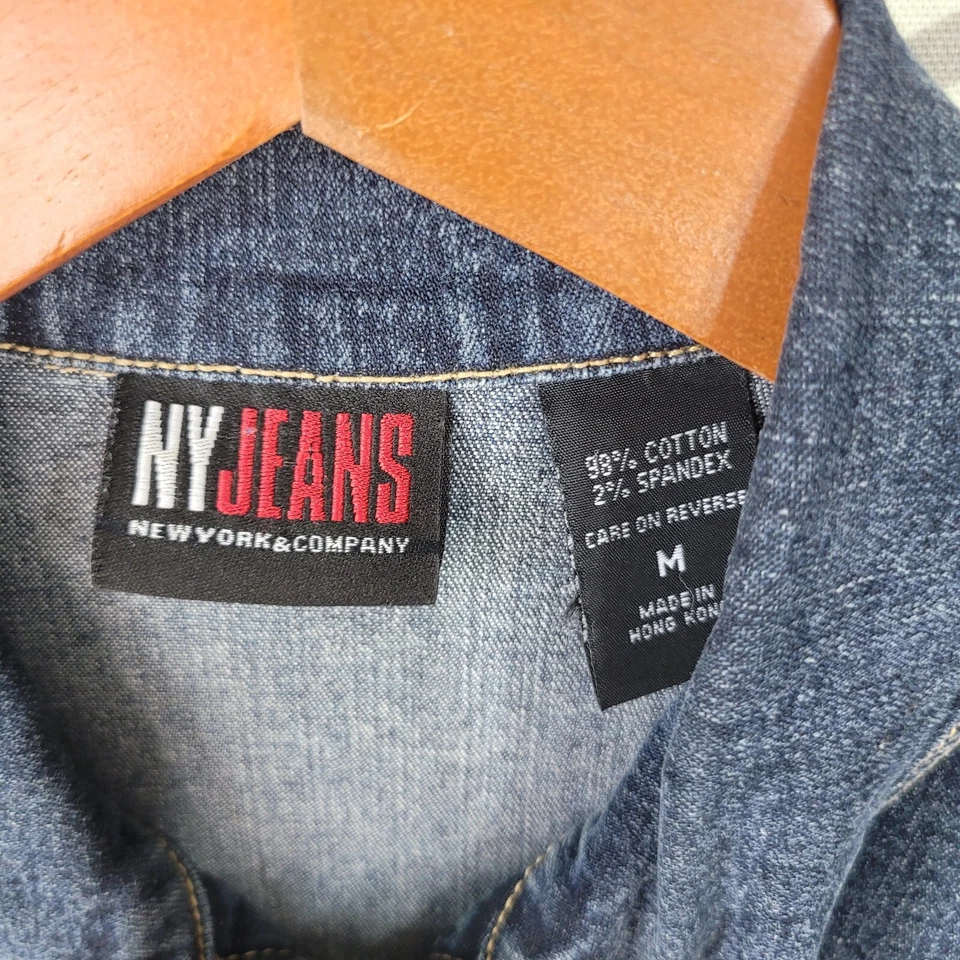 NY Jeans Mediano Denim Azul Jean Chaqueta Abrigo Cremallera Elastizado Vaquera Occidental Foto 4 de 4