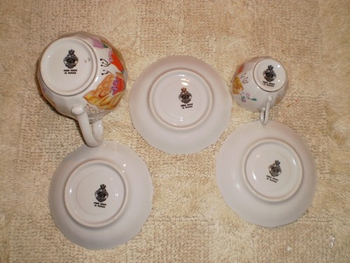 antique verbilki gardner tea set russian porcelain set of 5 pieces - Picture 4 of 6