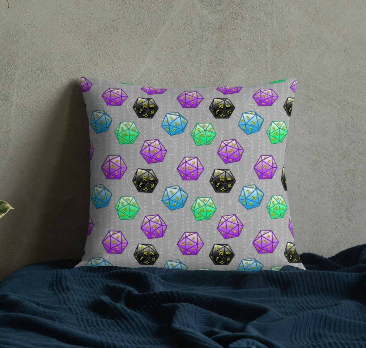 D20 Pillow, polyhedral dice, dnd gift, gamer decor, nerdy, pillow with zipper