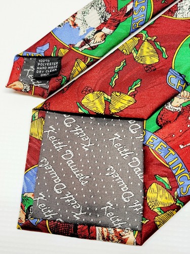 Keith Daniels Necktie Red Santa Claus Noel Christmas Novelty Holidays Polyester - Picture 5 of 6