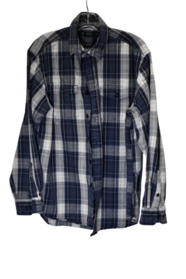 Men's Arrow Blue Plaid Heavy Utility Shirt Size M