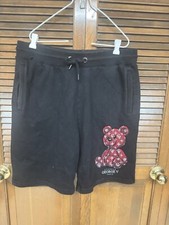 Avenue George V Paris Teddy Crystal Sweatshorts Black Streetwear Glam Size XL