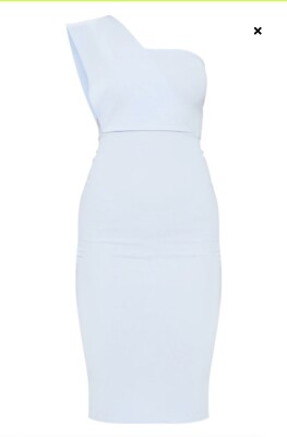 Pretty Little Thing Dusty Blue One Shoulder Drape Midi Dress Size 6 | eBay  UK