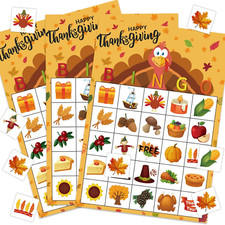 Thanksgiving Games Thanksgiving Bingo Game for Kids 24 Players Bingo Card-Family