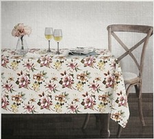 Boundary Tablecloth 60 x 102" 100 Cotton Spring Floral MagnoliaTan Pink Rose