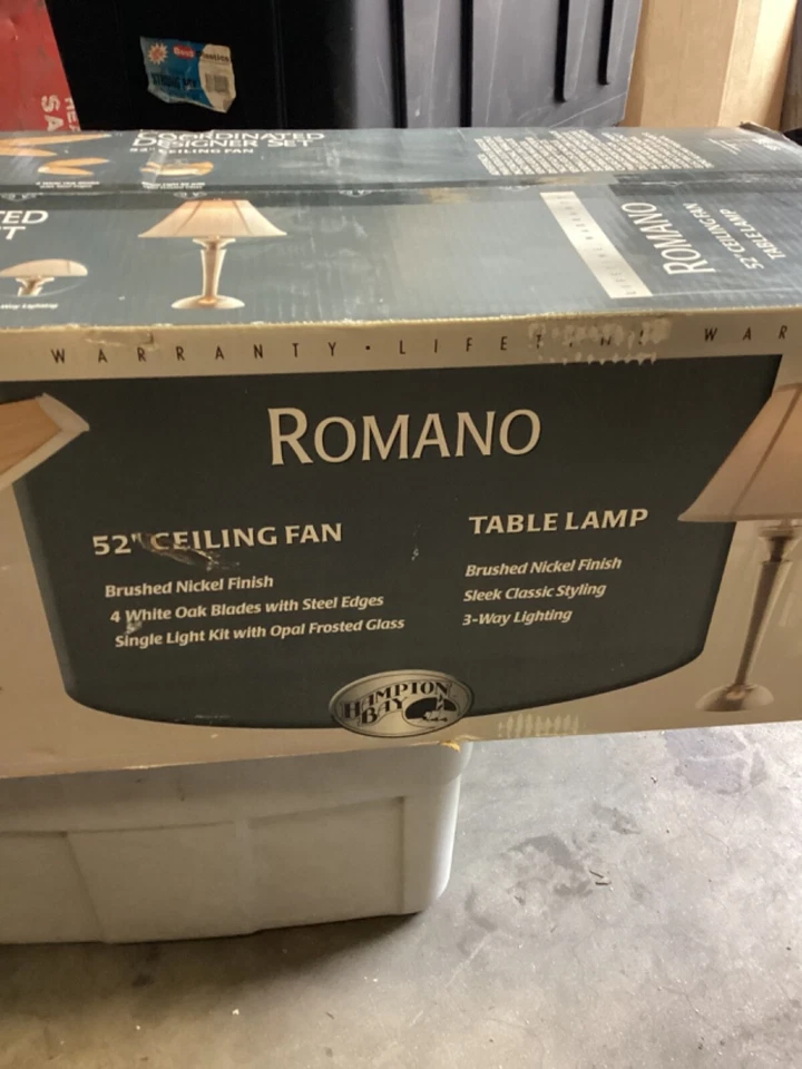 Fan Hampton Bay Designer Set 52” Fan and Table Lamp #589382 Brushed Nickle - Image 2 of 4