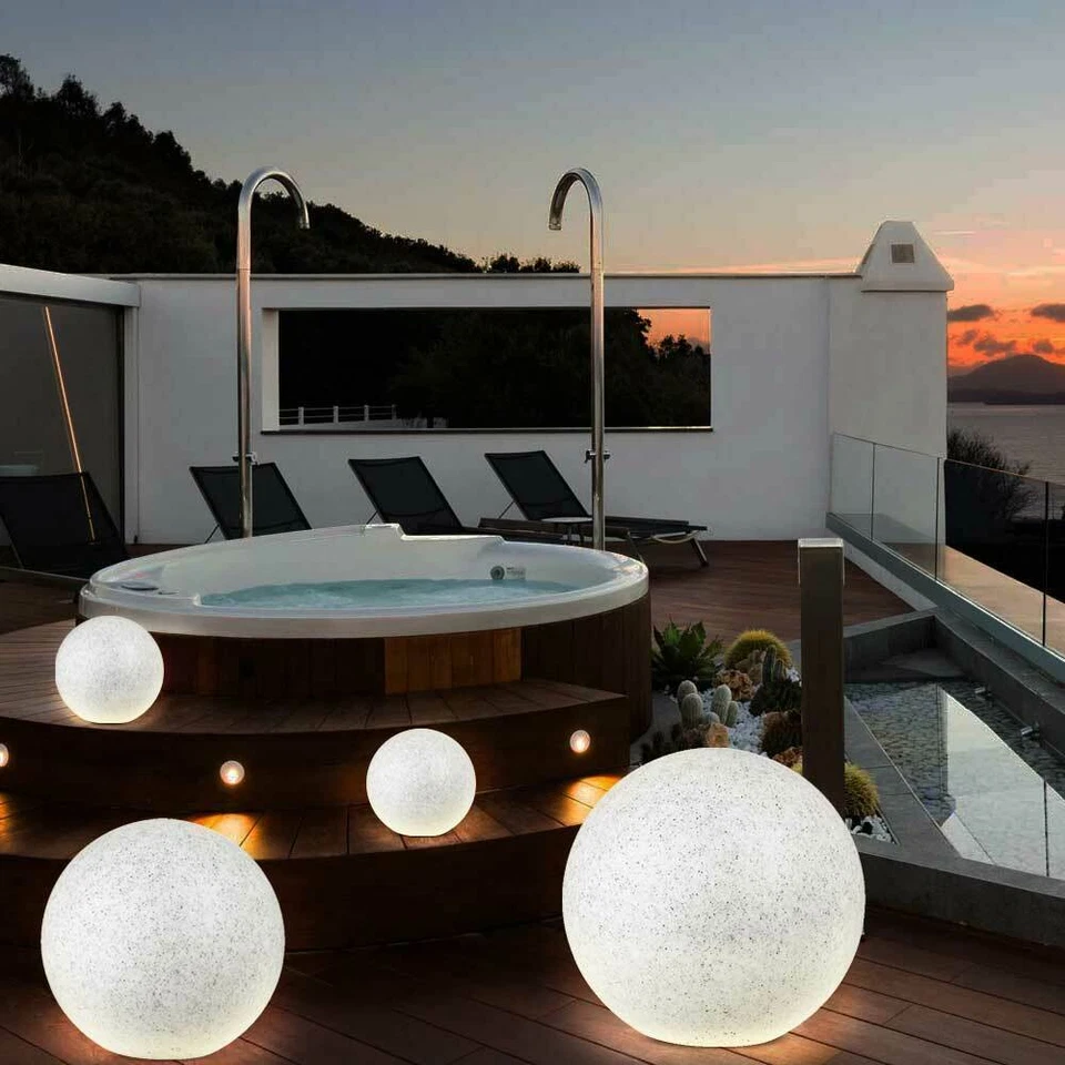 Lampada Sfera Giardino 30cm Luce Illuminazione Esterno Attacc E27 Effetto Pietra - Immagine 3 di 4