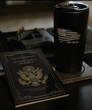 Stainless steel tumbler Black 20oz Himalayan hot/cold Tumbler With Tattered Flag