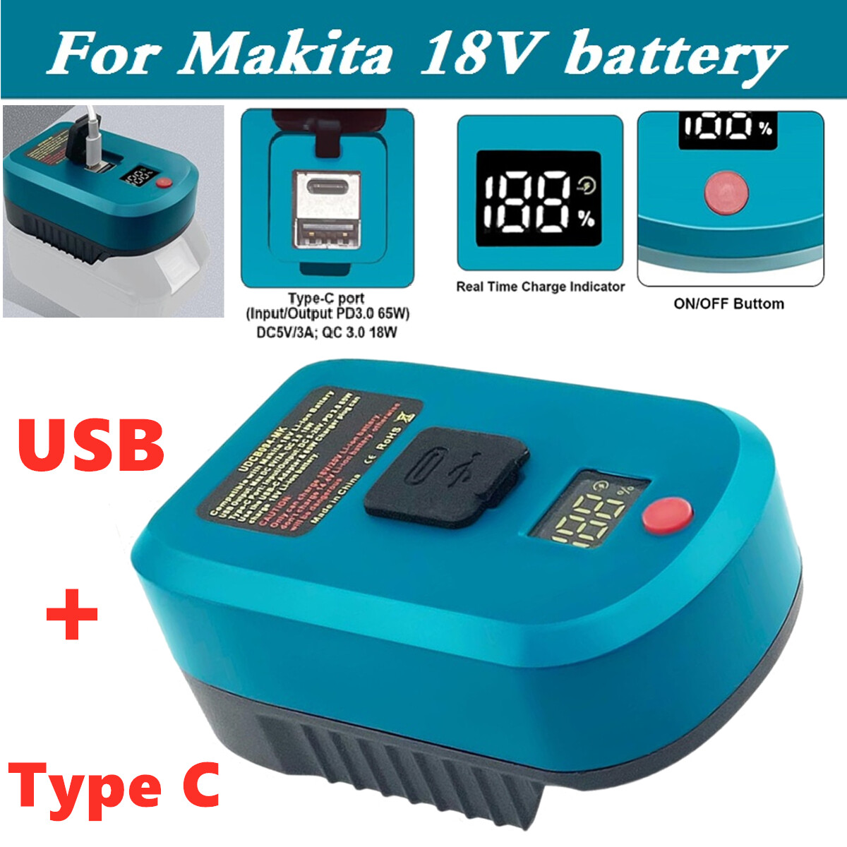 Battery Adapter Makita Fast Battery Charger Makita DEAADP05 18V