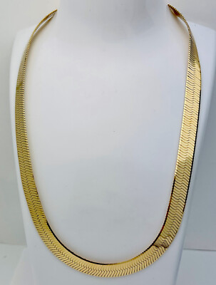 Danecraft Italian 24KT Gold/925 Sterling 32 Gram Herringbone Necklace 18” 