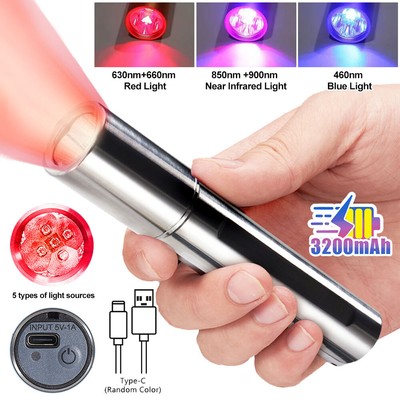 Aktualisierte 5 LEDs Blau & Rot Infrarot Licht Therapie Taschenlampe Physiotherapie für Schmerzlinderung