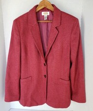 Talbots Women's Red 100 Wool Two Button Blazer Jacket Size 6
