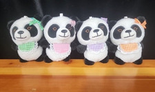 Panda Bear's 4 Cute Soft Touch Feeling 10cm Keychain Pendants Aprons Bows