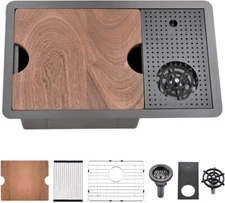 24 Inch Nano Black Hidden Bar/Cafe/RV/kitchen Sink with Glass Rinser 24*14 INCH