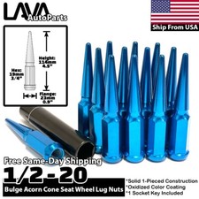 20x Blue 12-20 Spike Lug Nut Fit Cj Wrangler Grand Cherokee Jaguar Xj Xk Dodge