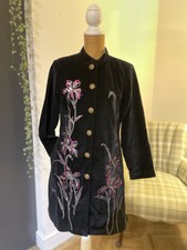 Indigo Moon Embroidered Jacket Black Velvet Size S 10 -12 East Oriental