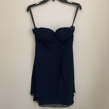 Bill Levkoff Bridesmaid Dress Women  s 8 Strapless Formal Gown Short Layered Blue