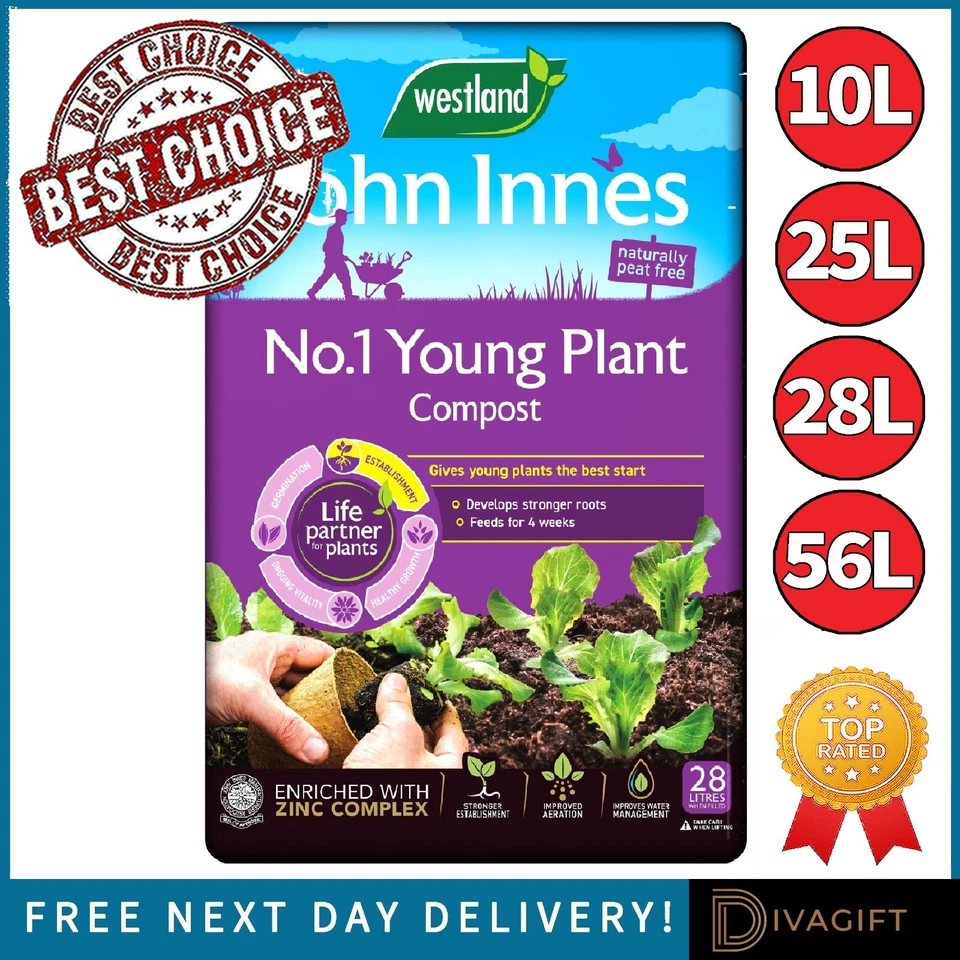 NO 1 COMPOST SOIL FOR YOUNG PLANTS WITH ZINC 10L 25L 28L NEW WESTLAND JOHN INNES