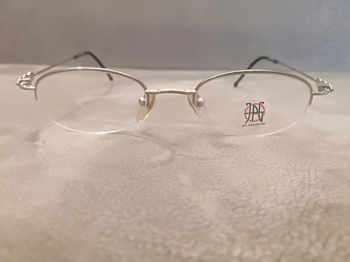Jean Paul Gaultier JPG Vintage Half Rim Eyeglasses Frame 57-8102 Silver 49-20
