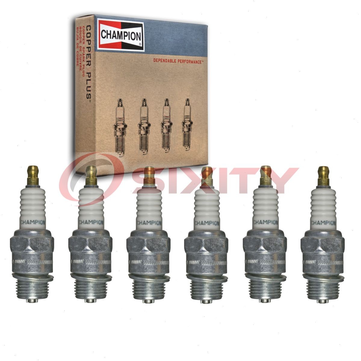 6 pc Champion Industrial 204 Spark Plugs for D14N 373 Ignition Wire rj