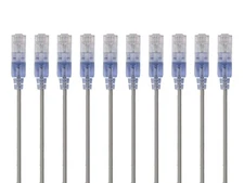 SlimRun Cat6A Ethernet Patch Cable Network RJ45 Stranded UTP 30AWG 5ft Gray 10pk