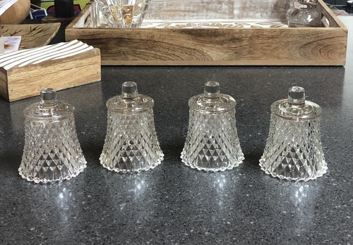 Vintage Home Interiors 4 klare Diamantschliff Votivkerzenhalter
